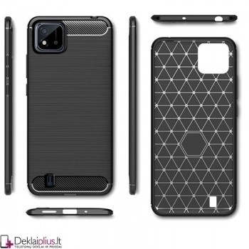 Carbon guminis dėklas - juodas ( Realme C11 (2021) Carbon guminis dėklas - juodas ( Realme C11 (2021)